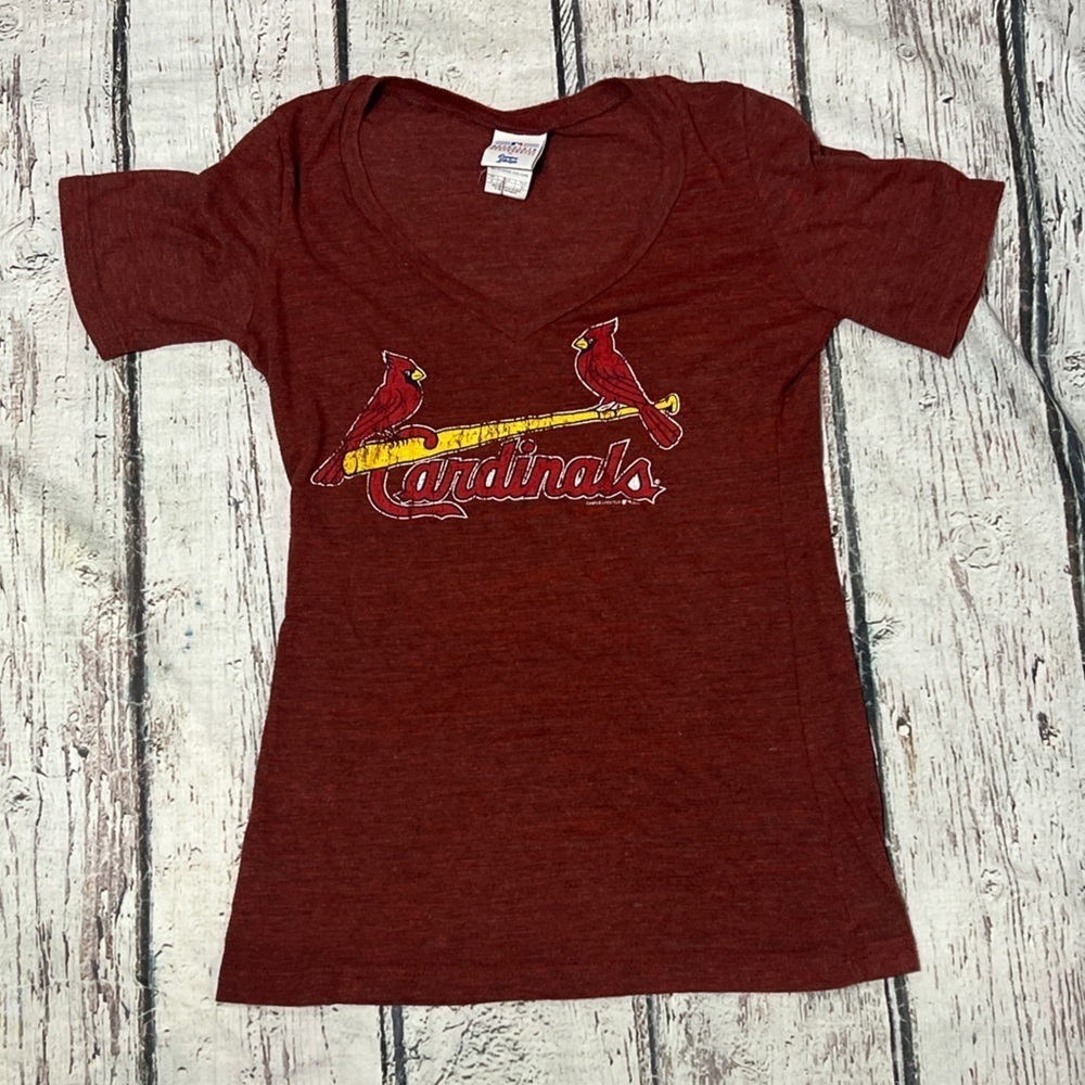 St. Louis Cardinals Womens Vneck MLB Baseball SOFT Sports Tshirt